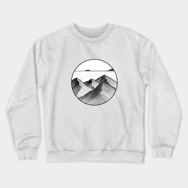 Ocean inside a circle Crewneck Sweatshirt by jy ink